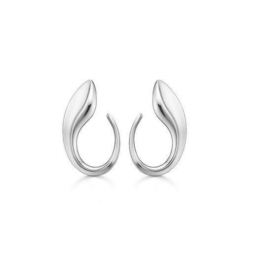 Winelink øreringe i sterlingsølv fra Mads Z Silver Label, 20 mm bladformede ørestikker.